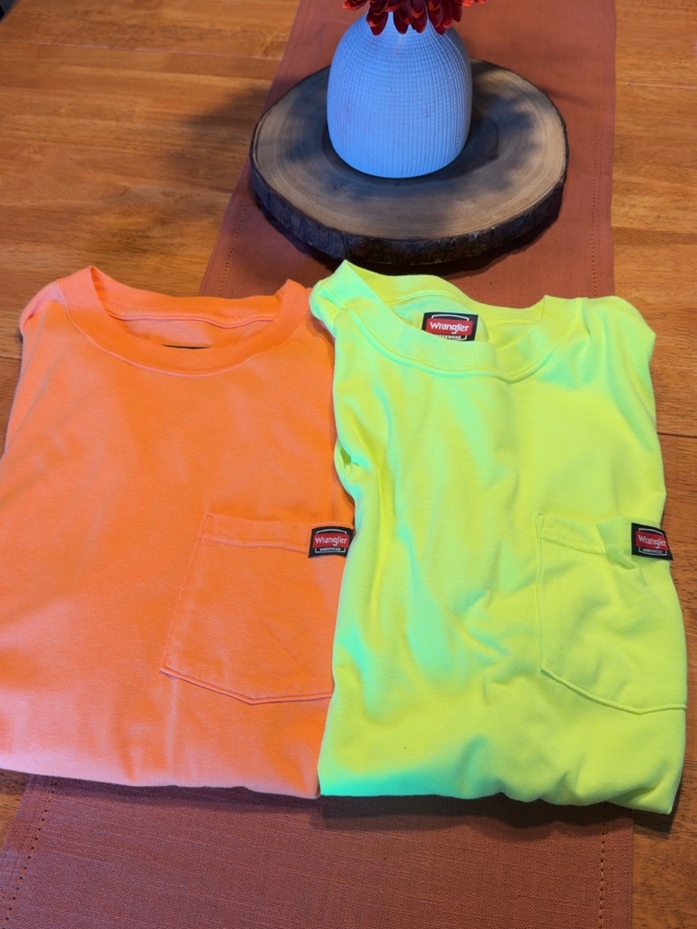 Wrangler Men’s Neon Pocket Tee - Orange and Yellow